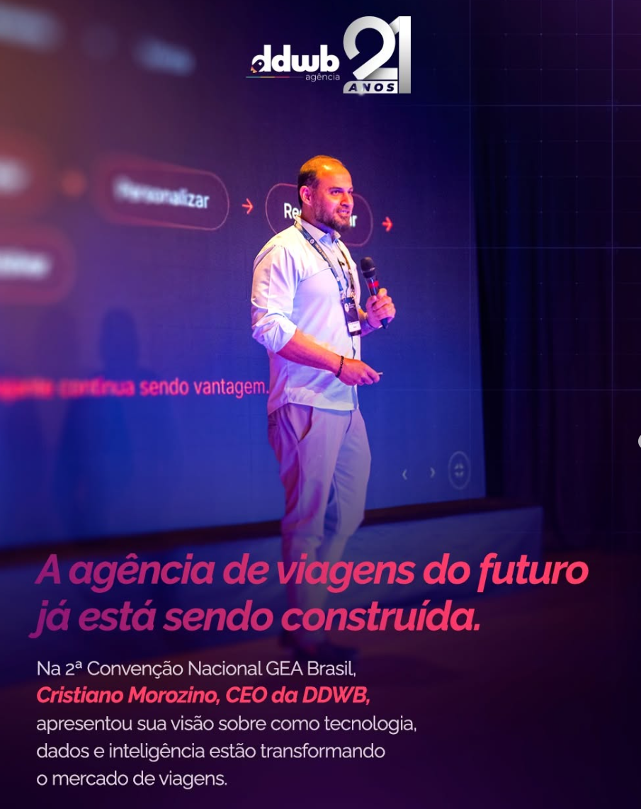 Cristiano Morozino, CEO da DDWB, palestrando na 2ª Convenção Nacional GEA Brasil